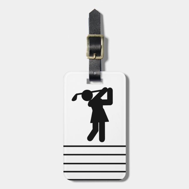 Woman Golfer - Golfingsymbol Bagagebricka (Vertikal Framsida)