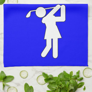 Woman Golfer - Golfingsymbol Kökshandduk