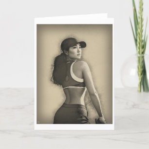 Woman Golfer Greeting Card Helgkort