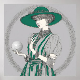 Woman Golfer Illustration - Art Print Poster