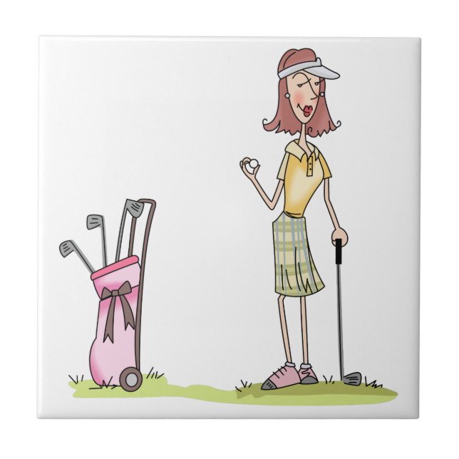 Woman Golfer Kakelplatta (Framsidan)