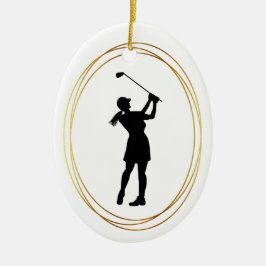Woman Golfer Silhouette Ornament