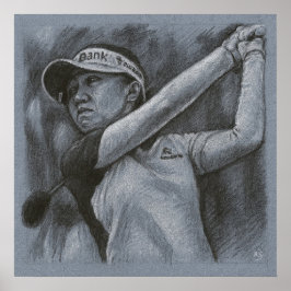 Woman Golfer Teckning - Golf Art-utskrift Poster