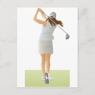 Woman Golfer Vykort