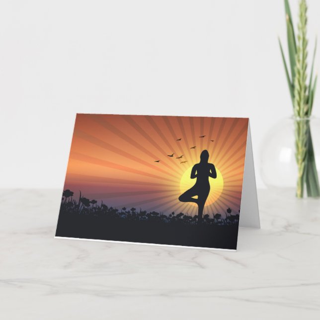 Woman gör yoga inbjudan (Framsida)