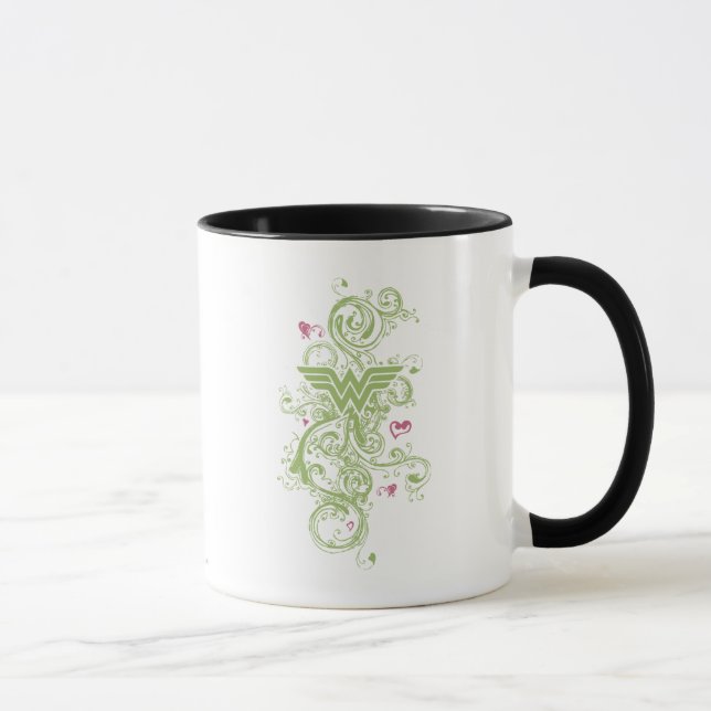  Woman Grönt Swirls-Logotyp Mugg (Höger)