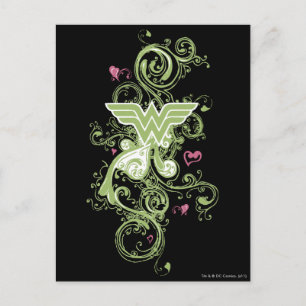 Woman Grönt Swirls-Logotyp Vykort