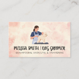 Woman Groomer Cending Hundar Hair Visitkort
