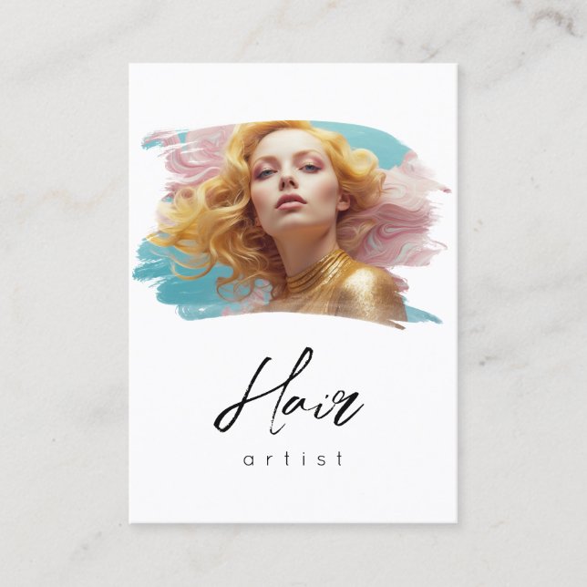 *~* Woman Hair Luxe QR Women Girly Glam Visitkort (Framsida)