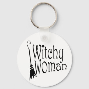 Woman Halloween Broom Nyckelring