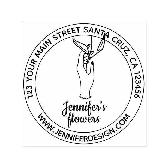 Woman Hand Holding Flower Självfärgande Stämpel (Design)