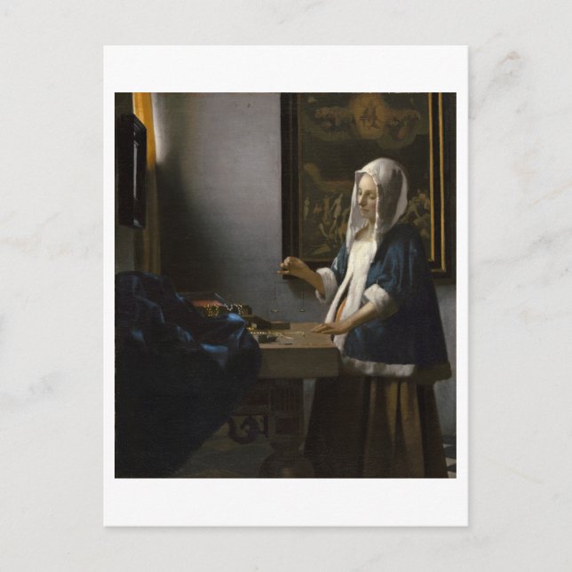 Woman Holding a Balance av Johannes Vermeer Vykort (Framsida)