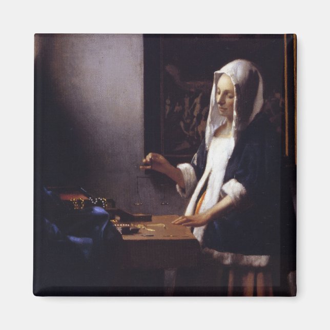 Woman Holding a Balance Magnet (Framsidan)
