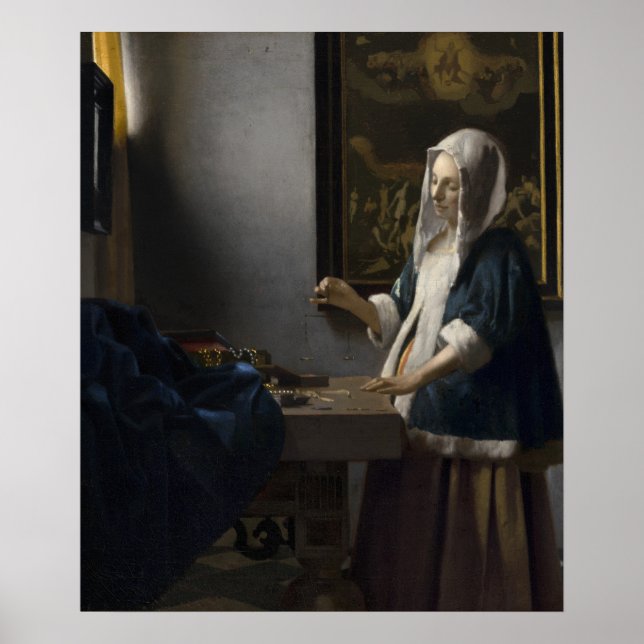 Woman Holding a Balance - Vermeer Poster (Framsidan)