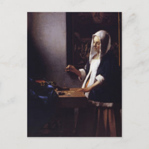 Woman Holding a Balance Vykort