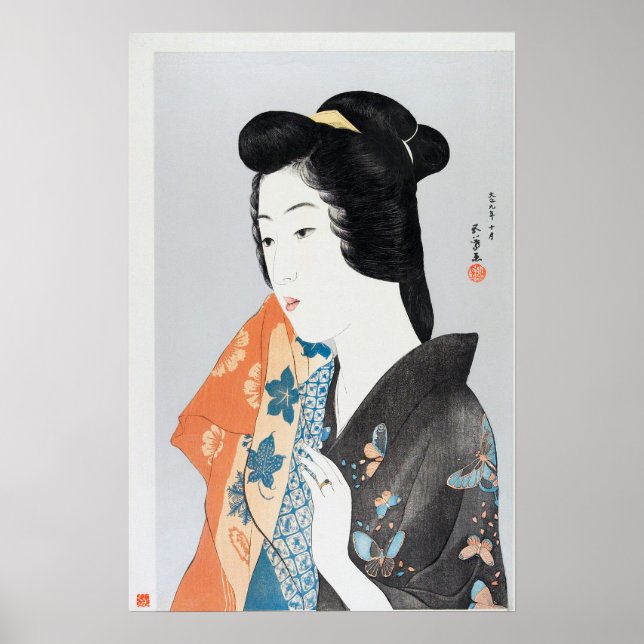 Woman Holding a Hand Towel by Goyō Hashiguchi (191 Poster (Framsidan)