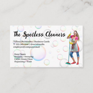 Woman Holding Broom Visitkort
