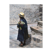 Woman Holding Flowers, Ollantaytambo, Peru (Vert)