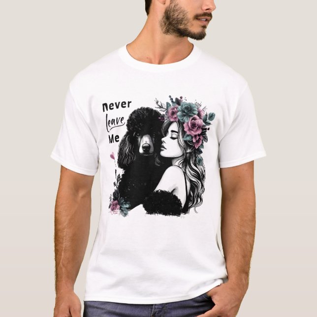 Woman Hugger Pudel med blommor T Shirt (Framsida)