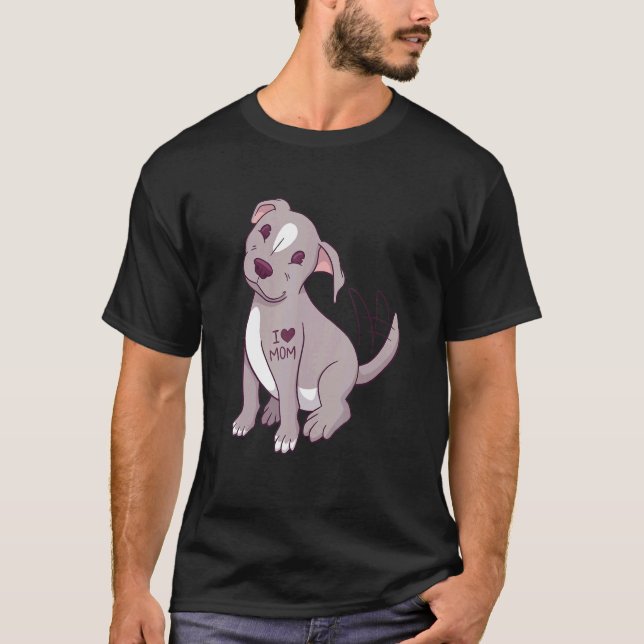 Woman I Kärlek Mamma Pibull Hund T Shirt (Framsida)