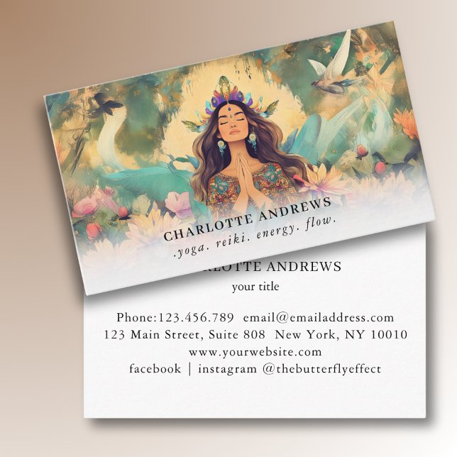 Woman Illustration Energy Healer Reiki Spirituel  Visitkort (Woman Illustration Energy Healer Reiki Spirituel Business Card)