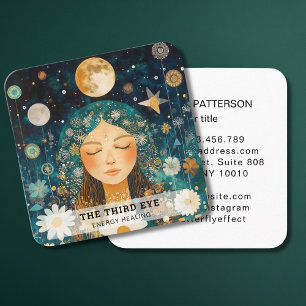 Woman Illustration Energy Heiler Reiki Spirituell Fyrkantigt Visitkort