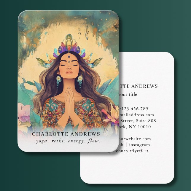 Woman Illustration Energy Heiler Reiki Spirituell Visitkort (Woman Illustration Energy Heiler Reiki Spirituell Business Card)