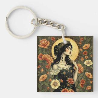 Woman Illustration från art nouveau Blommigt