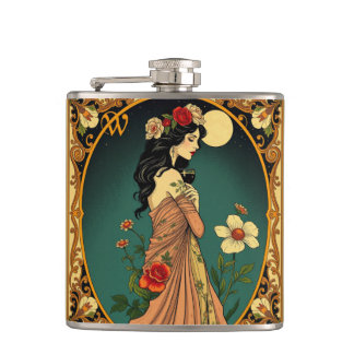 Woman Illustration från art nouveau Blommigt Fickplunta