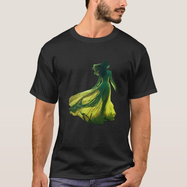 Woman in a Flowing Gown on Short Sleeve Black Tee (Framsida)