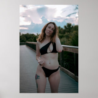 Woman In Black Bikini On Boardwalk Poster