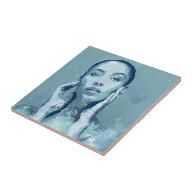 "Woman in Blue" Kakelplatta (Sidan)