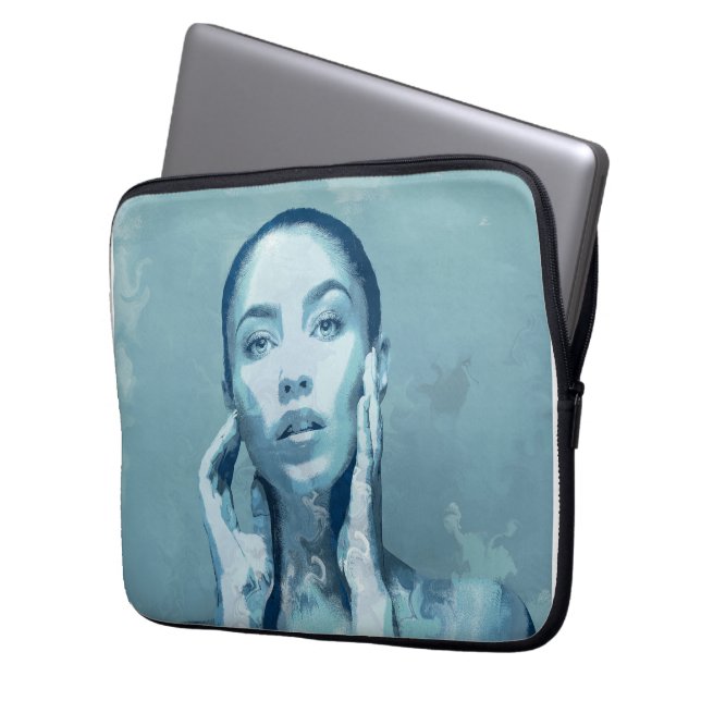 "Woman in Blue" Laptop Fodral (Framsidan Vänster)