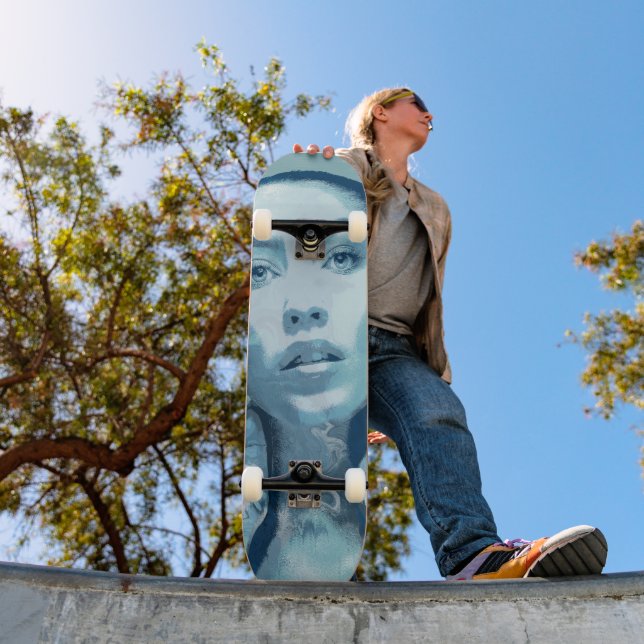 "Woman in Blue" Mini Skateboard Bräda 18,5 Cm (Utomhus 1)