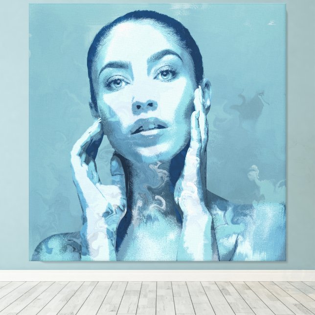 "Woman in Blue" Premium Canvas  (Insitu (trägolv))