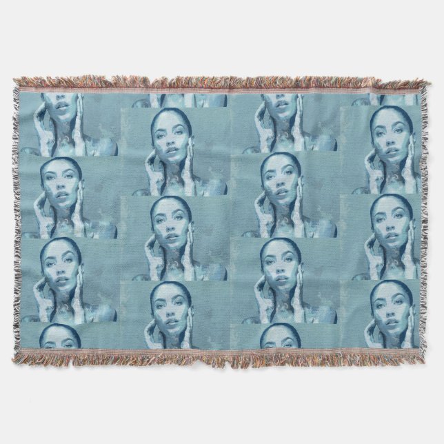 "Woman in Blue" Premium Canvas  Filt (Framsidan)