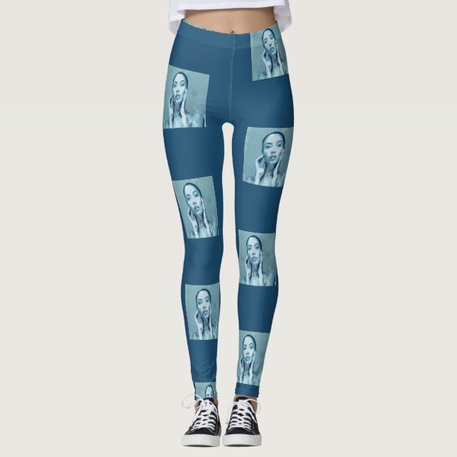 "Woman in Blue" Premium Canvas  Leggings (Framsida)