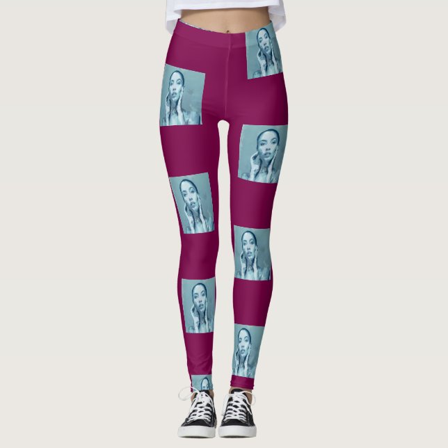 "Woman in Blue" Premium Canvas  Leggings (Framsida)