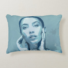 "Woman in Blue" Premium Canvas  Prydnadskudde