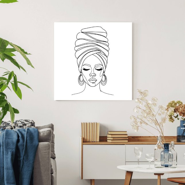 Woman in headwrap, line drawing poster (Skapare uppladdad)