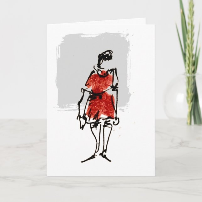 Woman in Red Dress Happy Birthday Card Kort (Framsida)