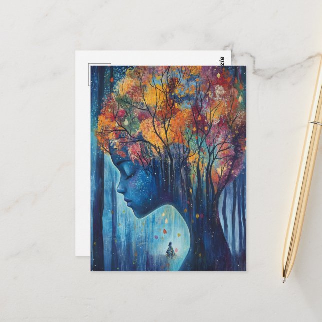 Woman in the Trees Vykort (Fram/Back In Situ)