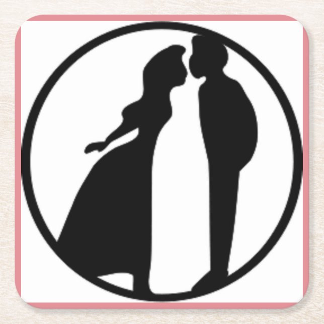 WOMAN KISSING MAN UNDERLÄGG PAPPER KVADRAT (Framsidan)