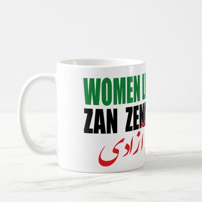 Woman Life Freedom Iran Zan Zendegi Azadi Persian Kaffemugg (Vänster)