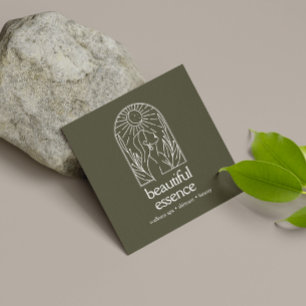 Woman Löv Måne Arch Beauty Hälsa Spa Sage Fyrkantigt Visitkort
