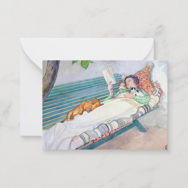 Woman Lying on a Bench, 1913 by Carl Larsson Anteckningskort (Framsida)