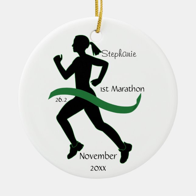 Woman Marathon Springer Ornament i Grönt (Framsidan)