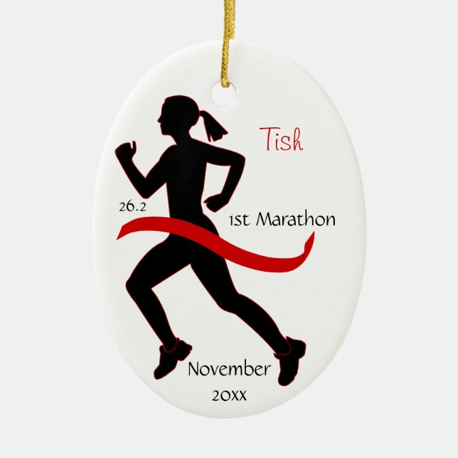 Woman Marathon Springer Ornament i Red (Framsidan)