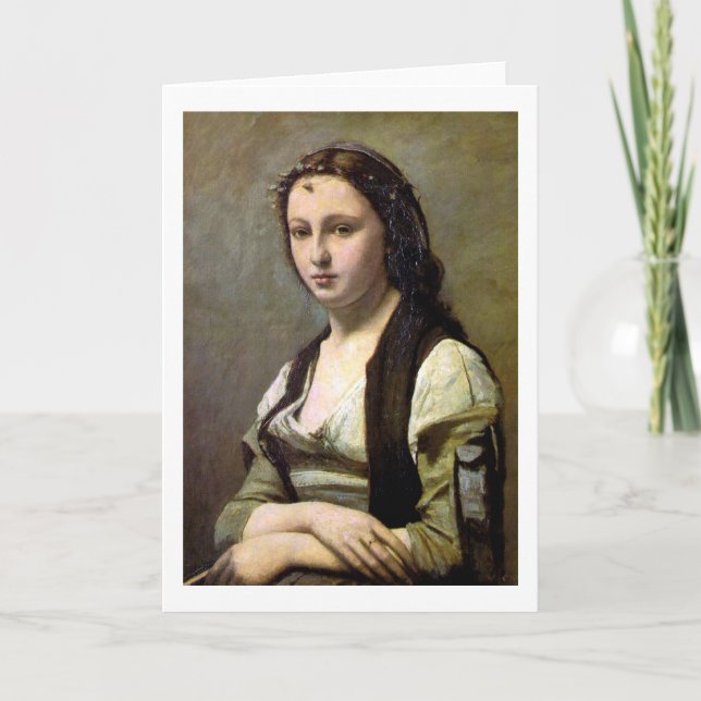 Woman med Pearl, Camille Corot, 1868-1870 Kort (Framsida)