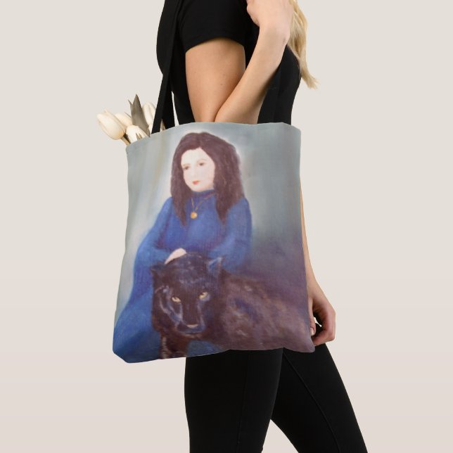 Woman n Black Panther Shoulder Tote Tygkasse (Närbild)